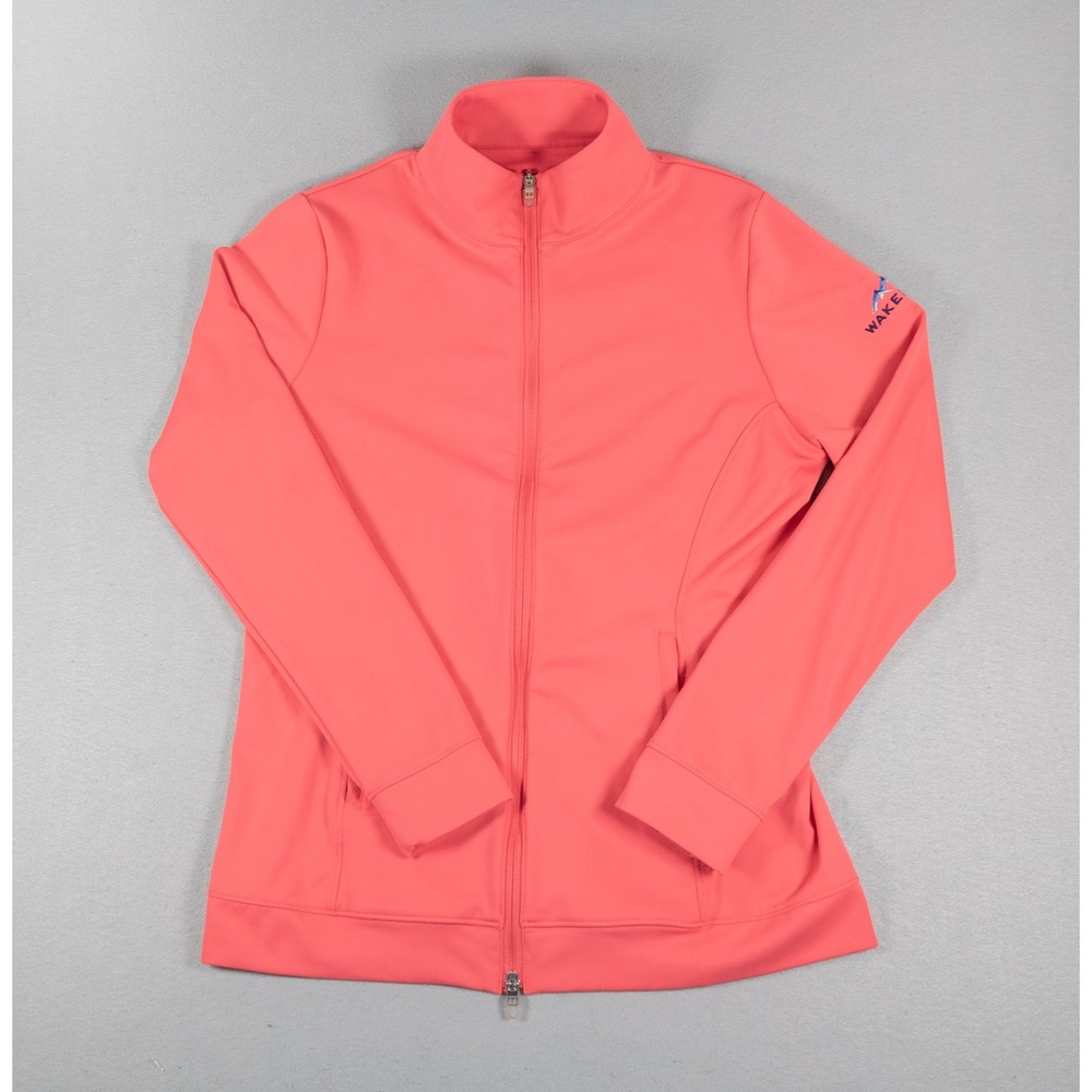 Peter Millar Womens Full Zip Jacket Wakefield Logo Coral Pink Size M Golf UPF